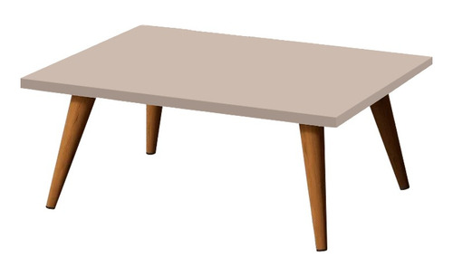 Mesa De Centro Retangular Sala Pé Palito Retrô Branco 65x35 Cor Nude