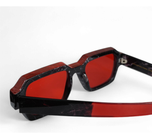 Lentes De Sol Textura Mármol Estilo Creativo Rojo Rojo Negro