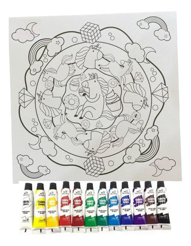 Kit Arte Mandala Diseños Infantil Para Colorear 12 Colores