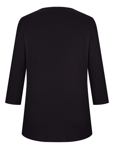 Blusa De Cuello Redondo De Talla Grande Con Estampado Casual
