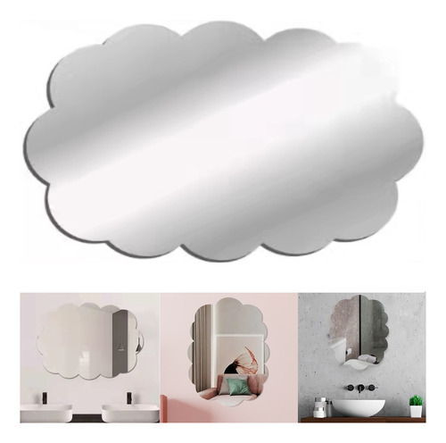 2 Espelho Adesivo Nuvem Acrílico Infantil Quartos 30x20cm