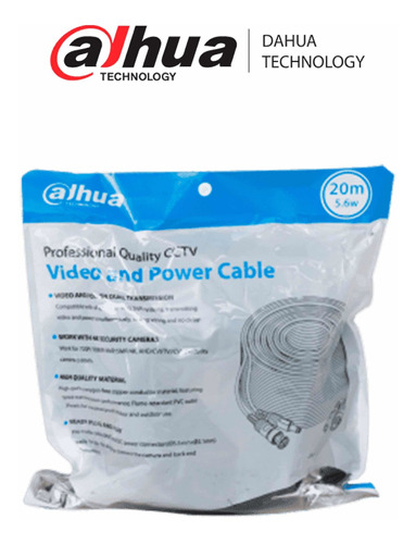 Cable Dahua De 20 Metros Armado Para Video Y Energía 4k