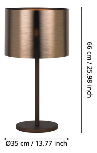 Lámpara De Sobremesa Saganto acero marrón oscuro H660 DM350 E27 1x60W Cod.39394