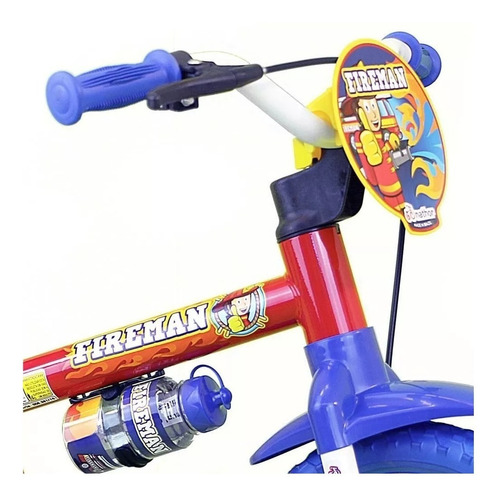 Imagem 3 de 3 de Bicicleta infantil Nathor Fireman aro 12 freio tambor cor vermelho/azul/amarelo com rodas de treinamento
