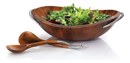 Ensaladera De Trenza Nambe Con Servidores | Conjunto De 3 Pi