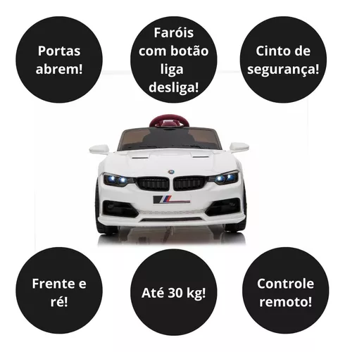 Carro Eletrico Infantil BMW M3 Branco com Controle Remoto 12V