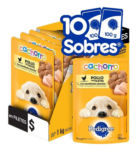 Pedigree Alimento Húmedo Cachorro Pollo En Filetes 10 Sobres