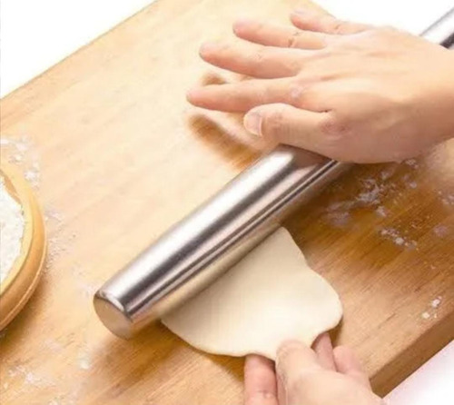 Rodillo Acero Antiadherente 40 Cm - Repostería Masas Pastas Color Plateado