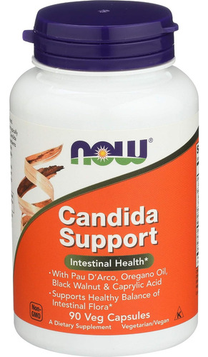 90caps Candida Support Con Pau D'arco Aceite Orégano Nogal Sabor Sin Sabor