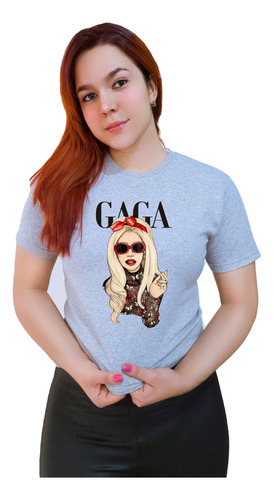 Polera Dama Estampada 100%algodon Diseño Lady Gaga 381