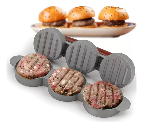 Molde Hamburguesa Prensa Para Hamburguesas Smash Burger 3cav Color Gris / molde hamburguesas / prensa para hamburguesas 3cav