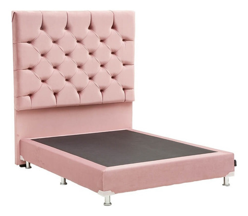 Cabecera King Size Dicasa Capri + Box Gante Palo De Rosa Color Rosa Claro