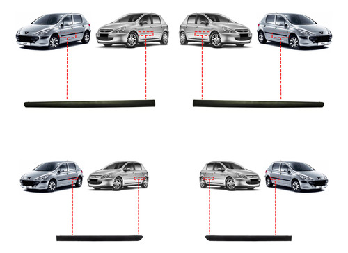 Juego Molduras Puerta Delantera Peugeot 307 2004 2005 2006