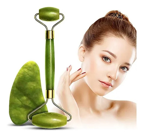 Masajeador Facial Rodillo Jade + Piedra Guasha Gyb Store