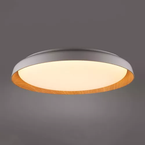 APLIQUE DE TECHO LYSE PLATA CON MADERA CON LED DIMERIZABLE (36W)