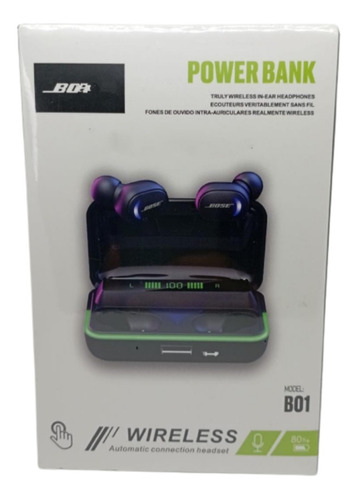 Audífonos Super Bass B01 Power Bank 60h Carga