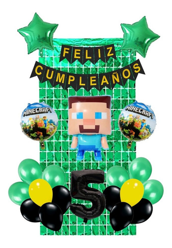 Globos Minecraft Para Cumpleaños Kit Decorativo