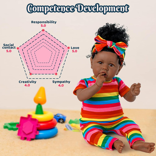 Bebes Reborn Silicona Tamaño Real Muñeca Niña Africana 55cm