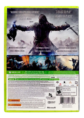 Middle Earth Shadow Of Mordor Xbox 360 (Reacondicionado)