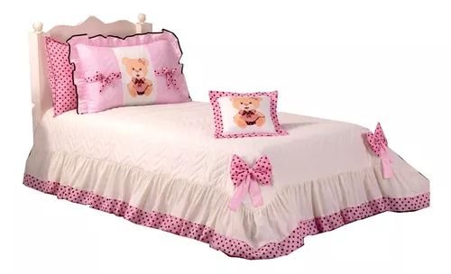 Cobre Leito Infantil C Ursinha Jogo Cama Menina Colcha Linda