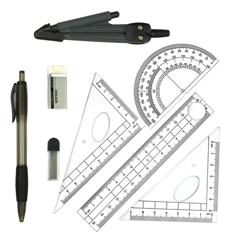 Juego De Kit De Geometría Matemática, 8 Piezas, Útiles Para
