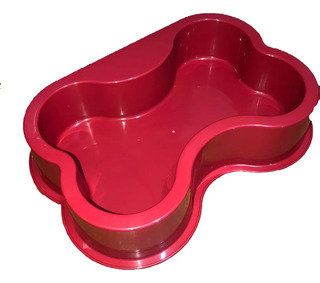 Comedouro Osso Para Cães E Gatos Cor Vermelho