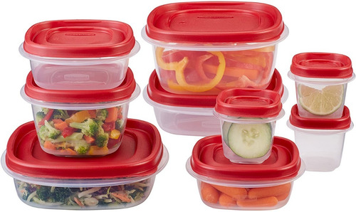 Set De Recipientes 18pzas C/ Tapas Porta Comida Rubbermaid
