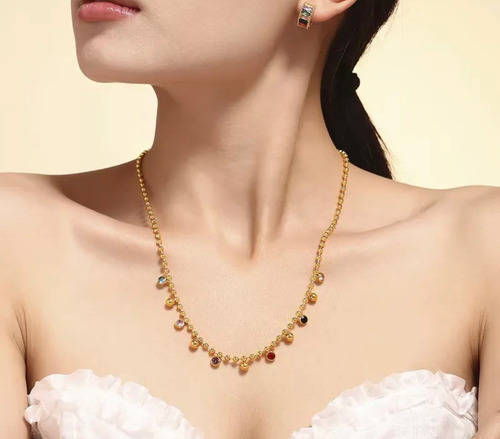 Collar Moderno De Acero Inoxidable En Plata 45 Cm Dorado