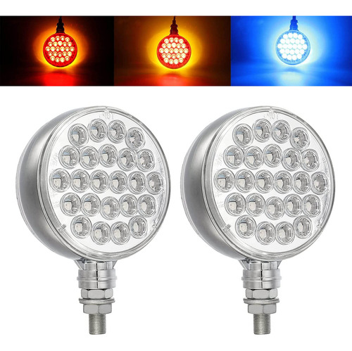 Roview 2 Luz Led Redonda Doble Cara Para Guardabarro 48 Rojo