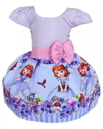 Vestido Princesa Sofia Fantasia Luxo Infantil +tiara E Luva