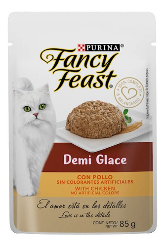 Sobre Comida Gato Purina Fancy Feast Demi Glace Pollo 85gr