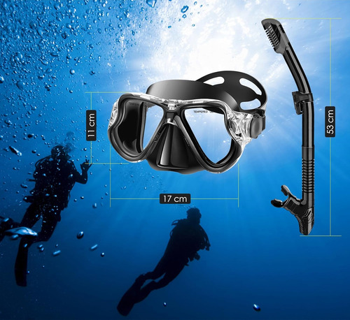 Kit Buceo Mascara Snorkel Profesional Ajustable Full Vision