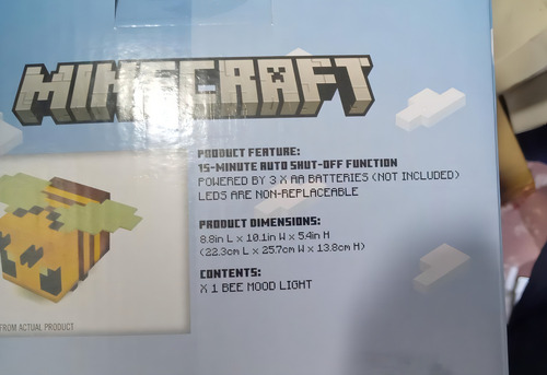Minecraft Bee Mood Light Color Amarelo 1,5 v 5 cm x 12,7 cm x 3 cm de diâmetro