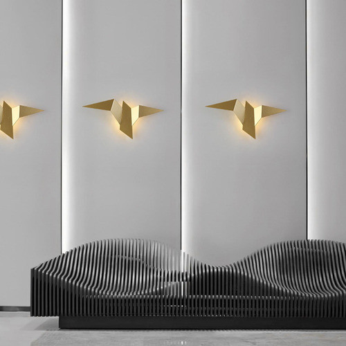 Luz Cálida Led Flying Bird Lámpara De Pared Aplique De Oro
