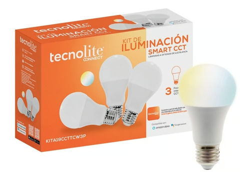 Kit 3 Focos Inteligentes Led 7w E27 Atenuable Tecnolite 