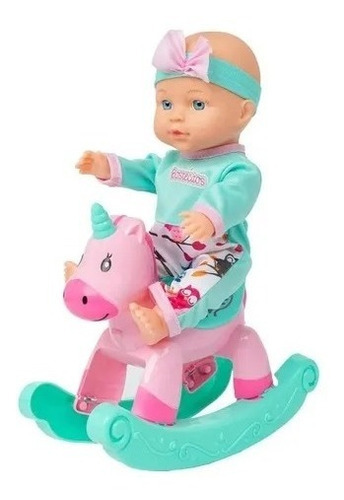 Muñeca Bostecitos Bebe Con Balancín Unicornio 30 Cm