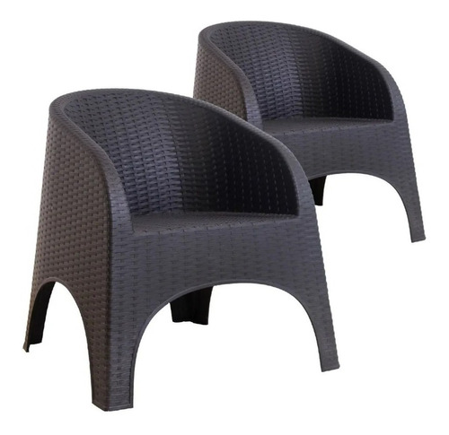 Sillon Plastico Simil Ratan Reforzado Interior Exterior X 2