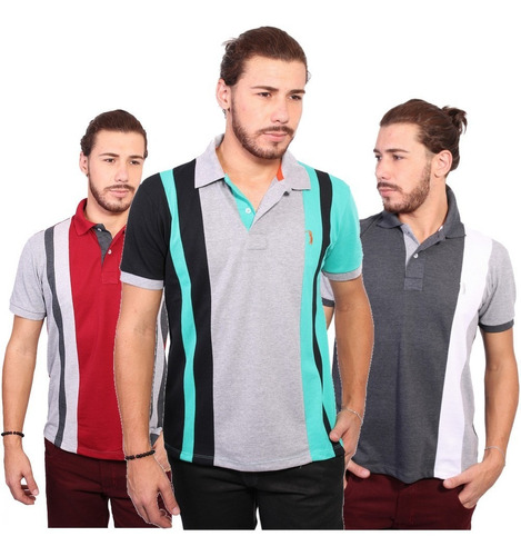 Kit 3 Camisas Polo Sortido Trios E Listradas Cores Sortidas