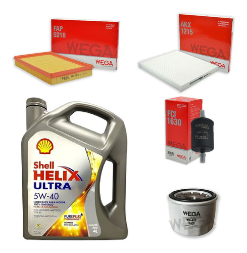 Kit 4 Filtros + 4l Aceite Shell 5w40 Renault Kwid Wega