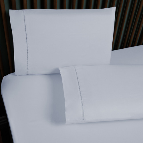 Jogo De Lençol Solteiro 2 Peças Fronha Ponto Palito 400 Fios Cor Branco Desenho do tecido Liso
