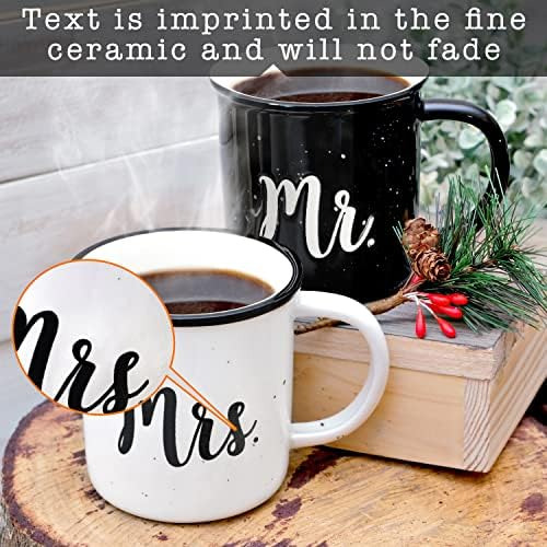 Mr And Mrs Mugs 11 Onzas, Tazas De Café De Cerámica Para Fog