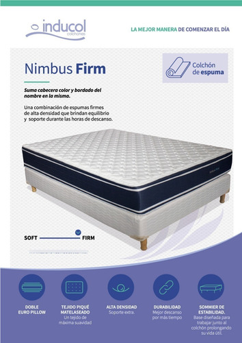 Imagen 4 de 10 de Colchon Inducol Nimbus Firm 090x190x26 Alta Densidad