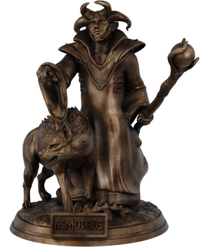Estátua Imagem Asmodeus Escultura Resina Cor Cor Cobre Antigo
