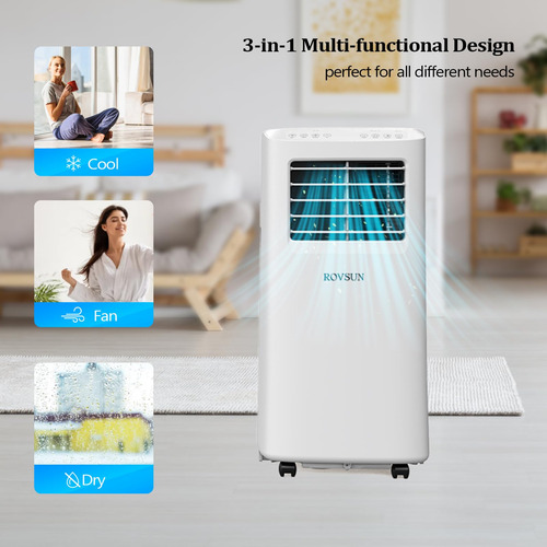 Aire Acondicionado Portátil 8000 Btu Con Control Remoto 3 En Blanco
