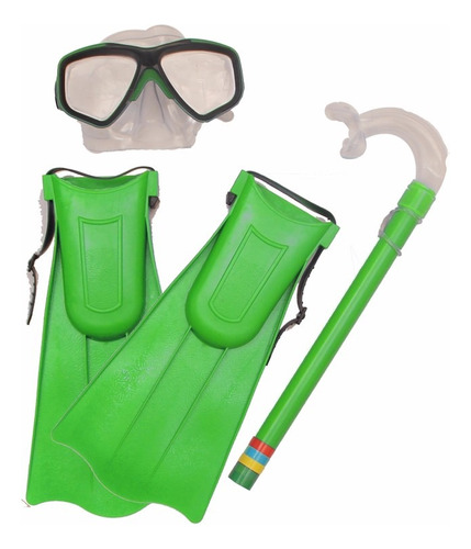 Kit Snorkel Com Máscara E Nadadeiras Infantil Verde
