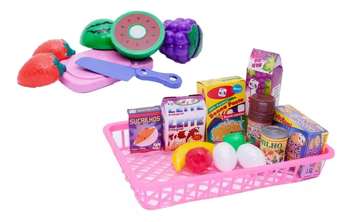 Kit Cozinha Infantil Jogo de Panela Fogão Comida Prato 23pç