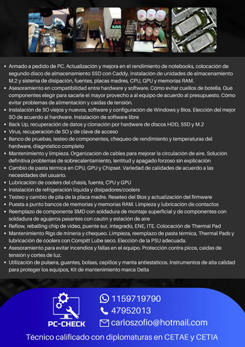 Imagen 10 de 10 de Servicio Técnico De Pc, Notebook, Armado De Pc Gamer