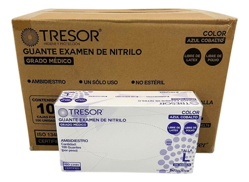 Pack 10 Cajas Guantes Nitrilo Cobalto Tresor - Elige Talla