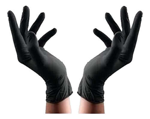 Guante De Latex Liso Grande Negro Plus Caja Con 100 Piezas