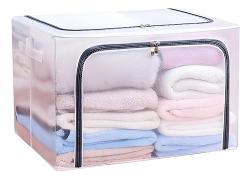 Caja Organizador Ropa Plegable De Metal Tela Almacenamiento Transparente